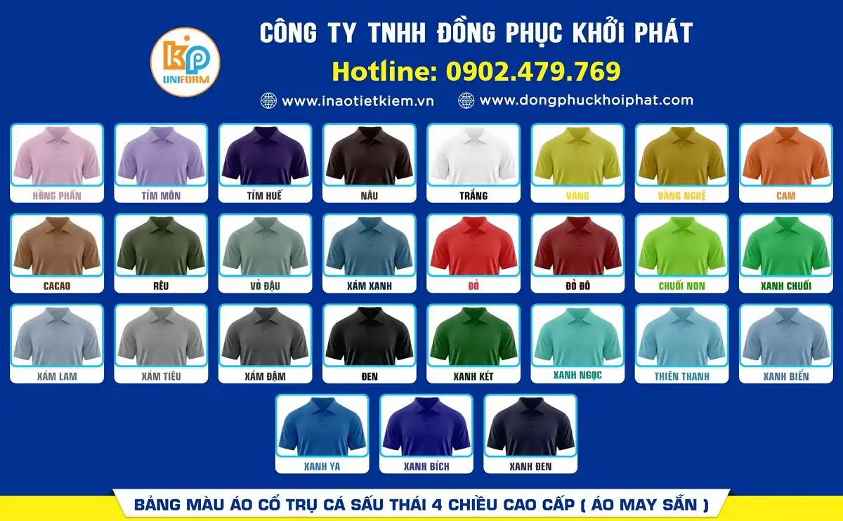 Bảng Màu Thiết kế Áo Thun Đồng Phục 