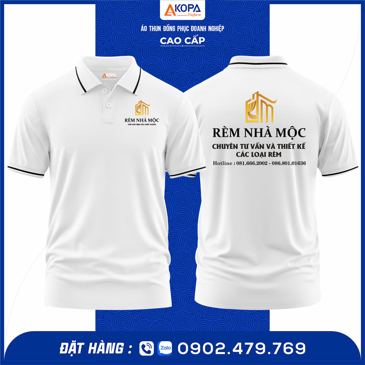 logo doanh nghiệp in trên áo thun đồng phục màu trắng