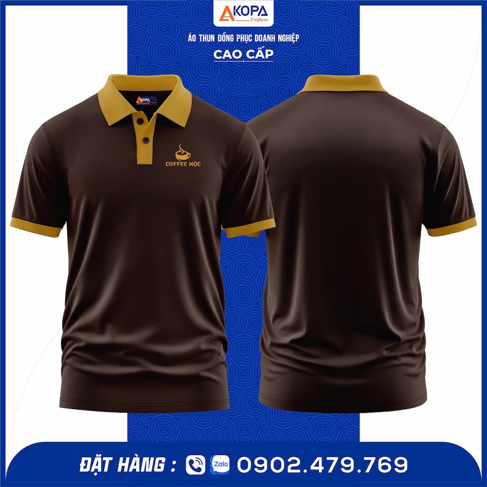 Áo quán cafe Mộc – phối màu nâu trầm