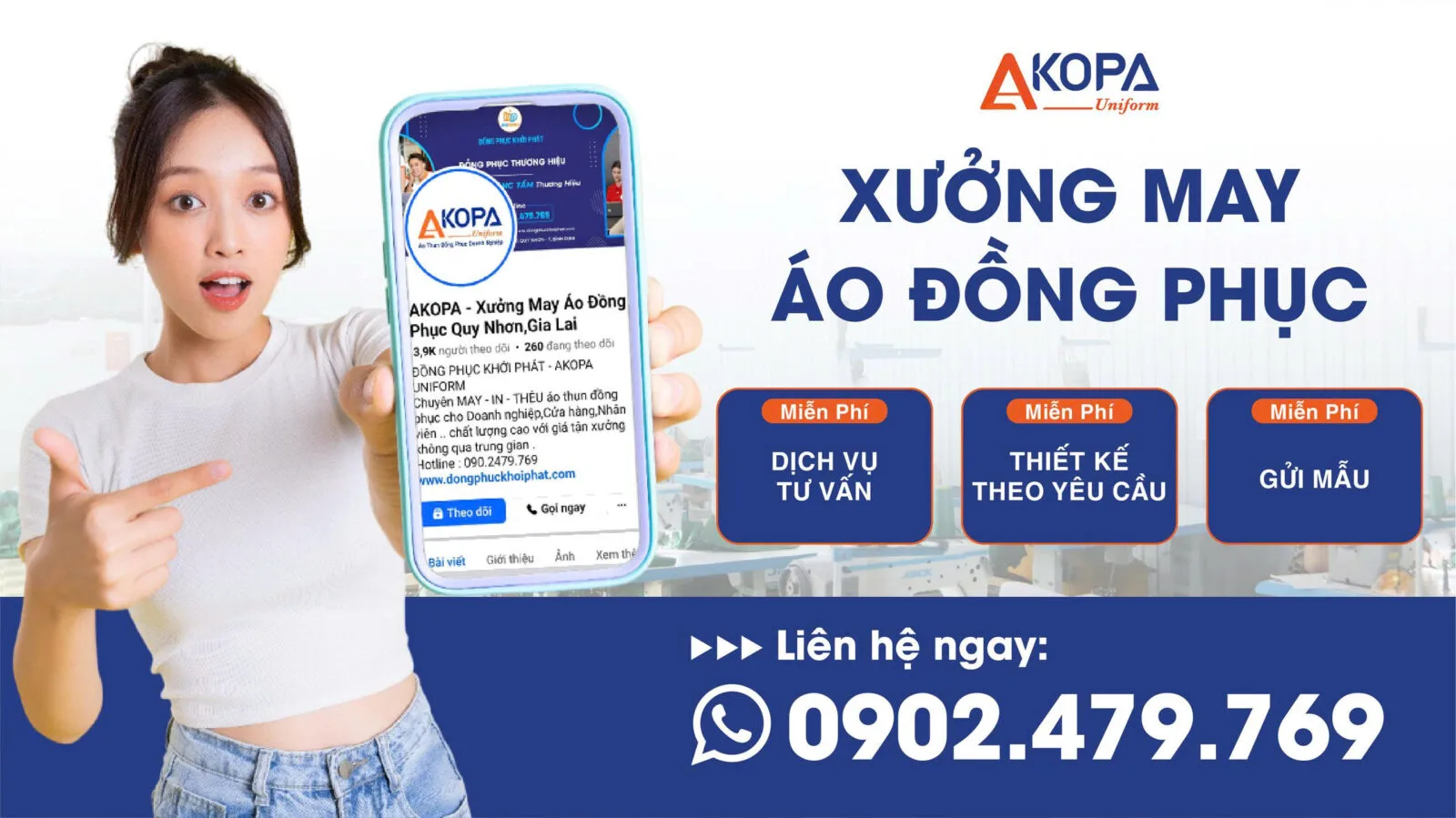 xưởng may áo đồng phục AKOPA tại Gia Lai với dịch vụ tư vấn và gửi mẫu