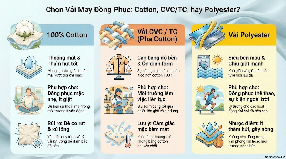 các loại vải áo thun đồng phục phổ biến hiện nay