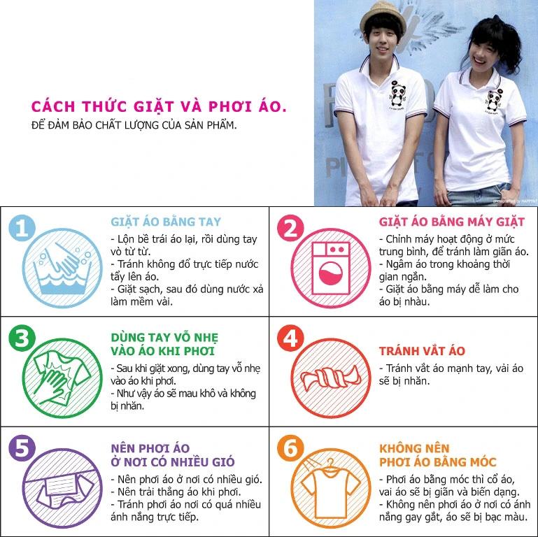 Hướng dẫn cách bảo quản áo thun đồng phục đúng cách để bảo vệ logo in không bị bong tróc hay phai màu.