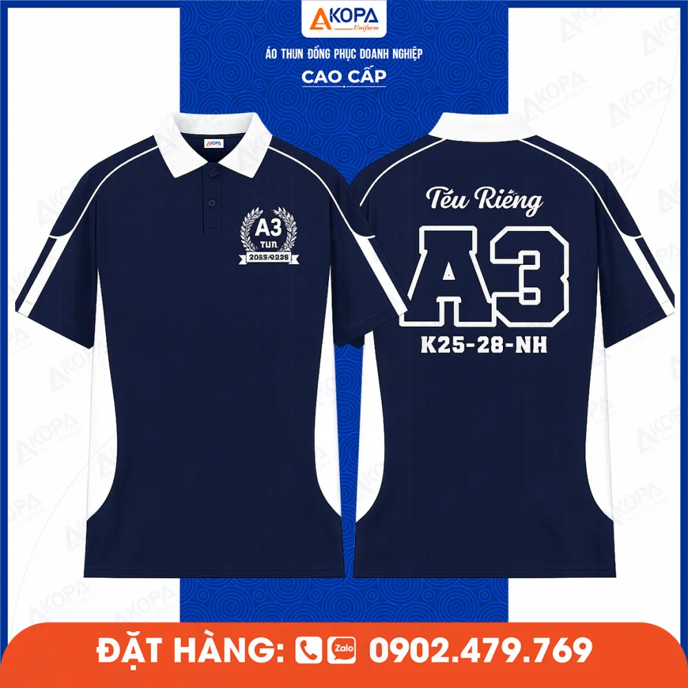 Áo lớp xanh navy in A3 và niên khóa K25-28