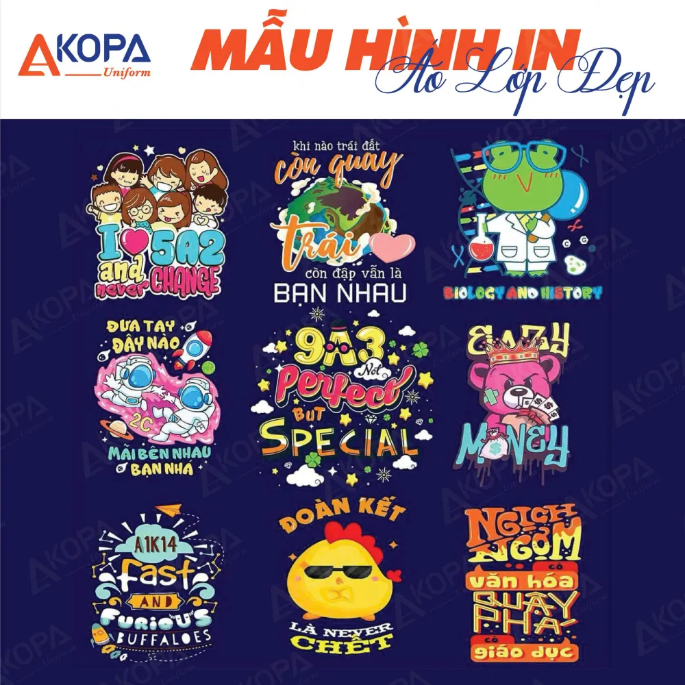 Áo lớp đẹp phong cách hoạt hình thể hiện tinh thần đoàn kết và cá tính riêng