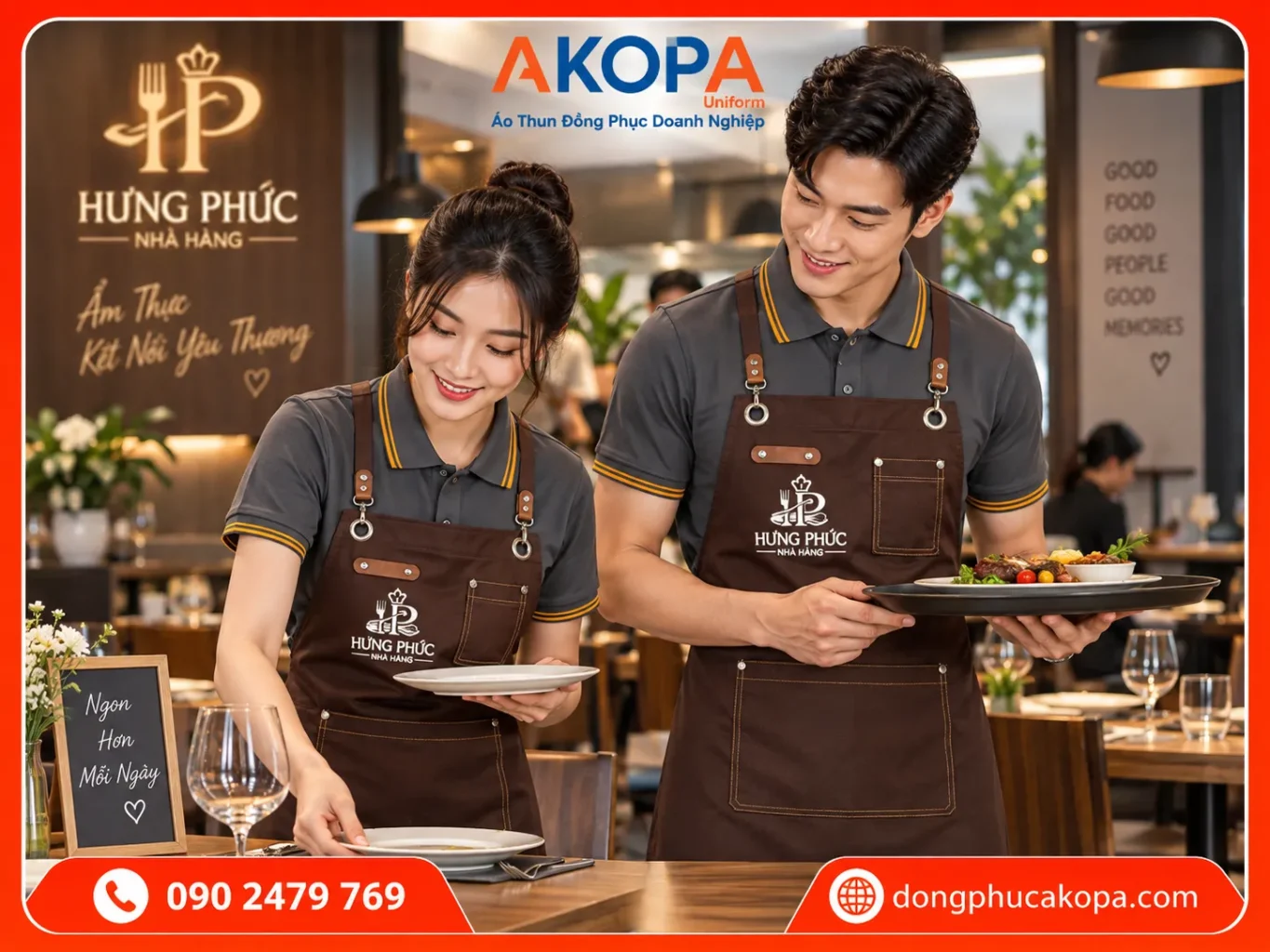In tạp dề cho nhà hàng Hưng Phúc khách hàng AKOPA