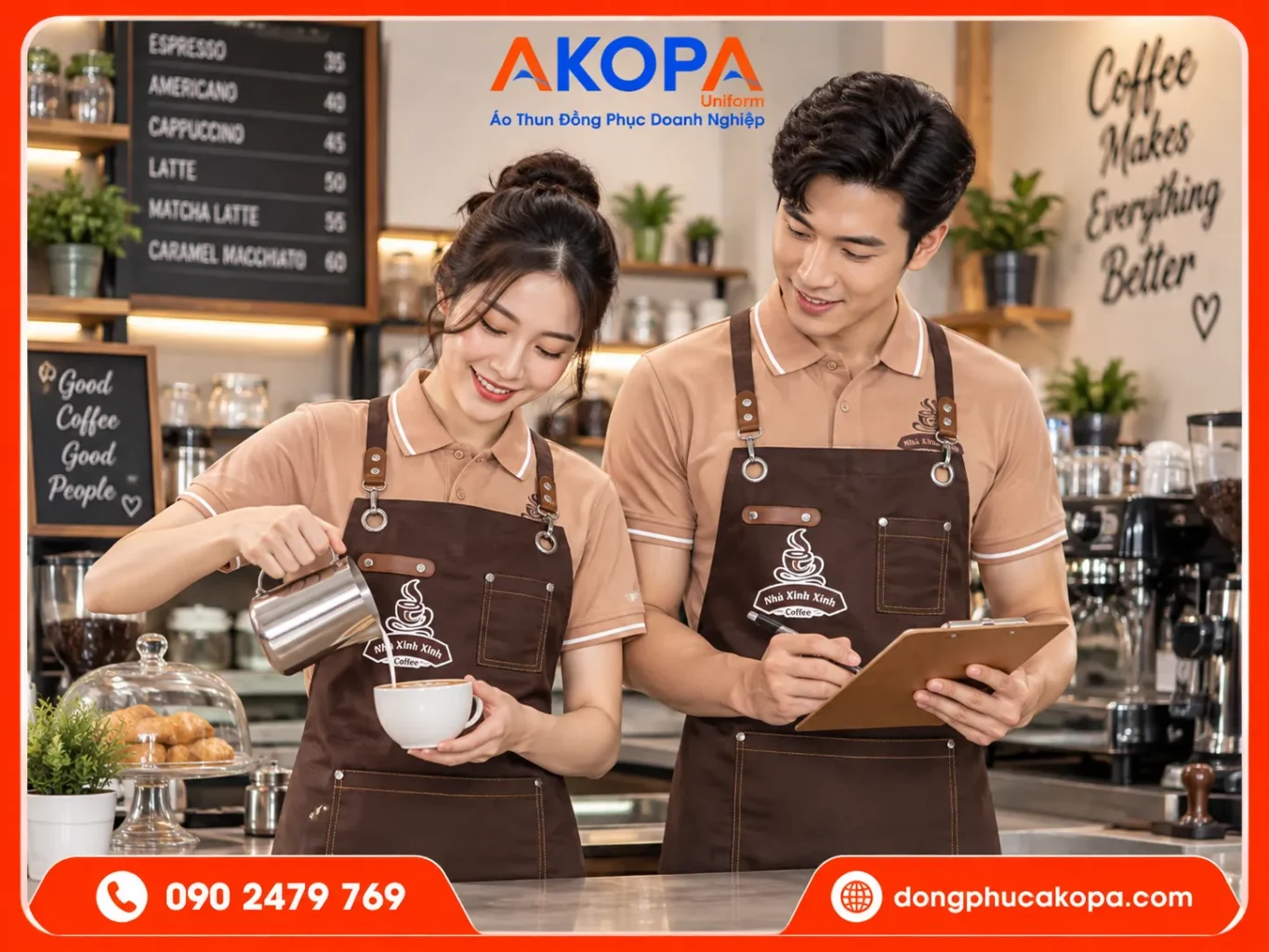 Mẫu in tạp dề cho Nhà Xinh Xinh coffee