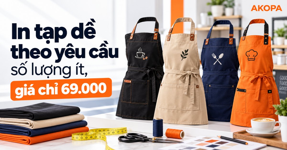 In tạp dề theo yêu cầu số lượng ít, giá chỉ 69.000 – AKOPA