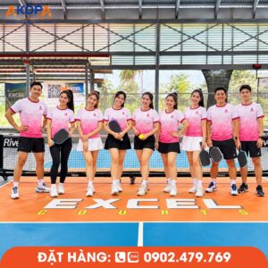 Áo Đồng Phục Pickleball Hồng Pastel Họa Tiết