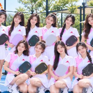 Áo Đồng Phục Pickleball Nữ Trắng Hồng Pastel