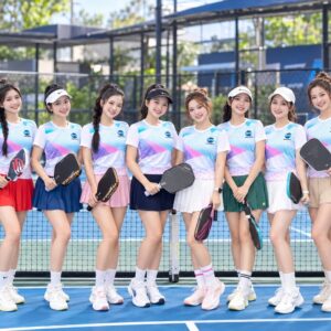 Áo Đồng Phục Pickleball Nữ Trắng Loang Pastel