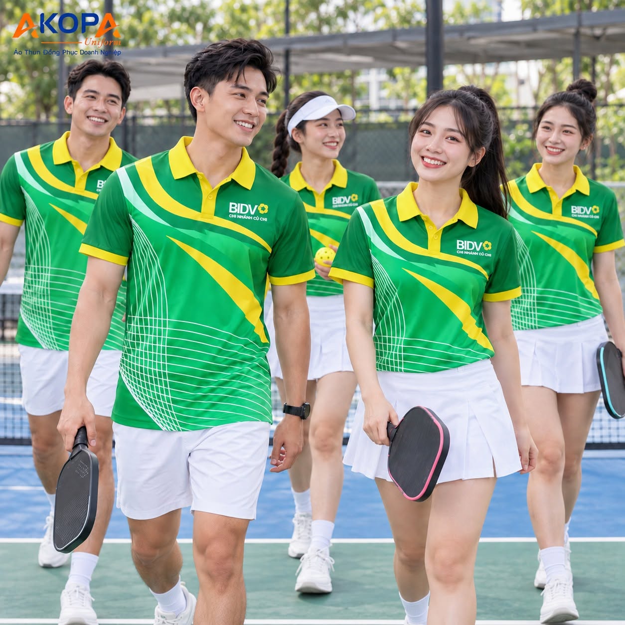Áo Đồng Phục Pickleball Xanh Chuối Phối Vàng