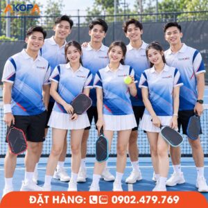 Áo Đồng Phục Pickleball Xanh Dương Gradient Trắng