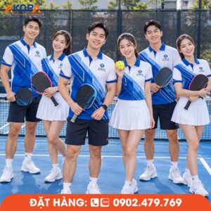 Áo Đồng Phục Pickleball Xanh Dương Sọc Chéo