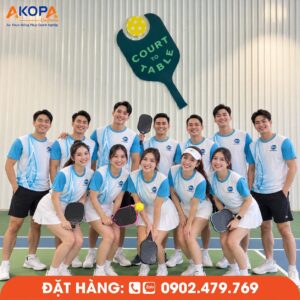 Áo Đồng Phục Pickleball Xanh Ngọc Phối Trắng